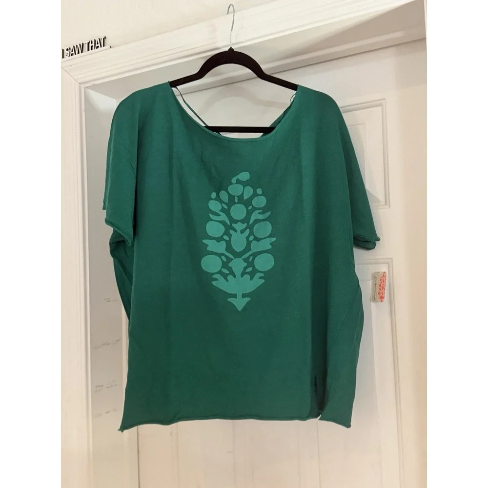 NWT Free People Movement Slam Dunk Logo Buti Tee Shirt Oversized Green Medium/M